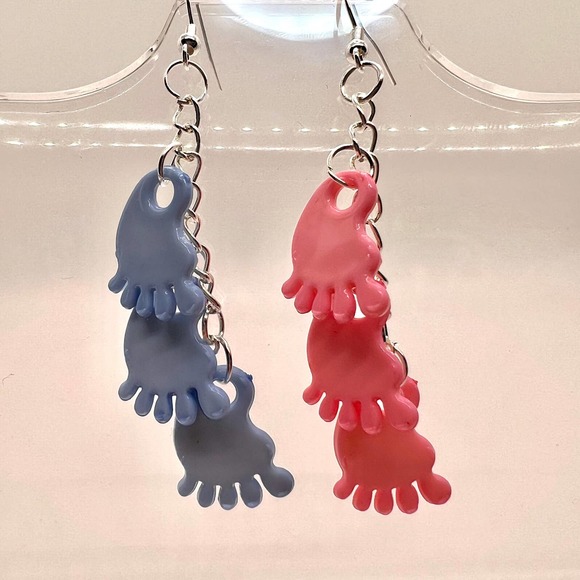Baby Feet Earrings - Baby Shower Earrings - Gender Reveal Earrings - DDLG - Picture 3 of 11